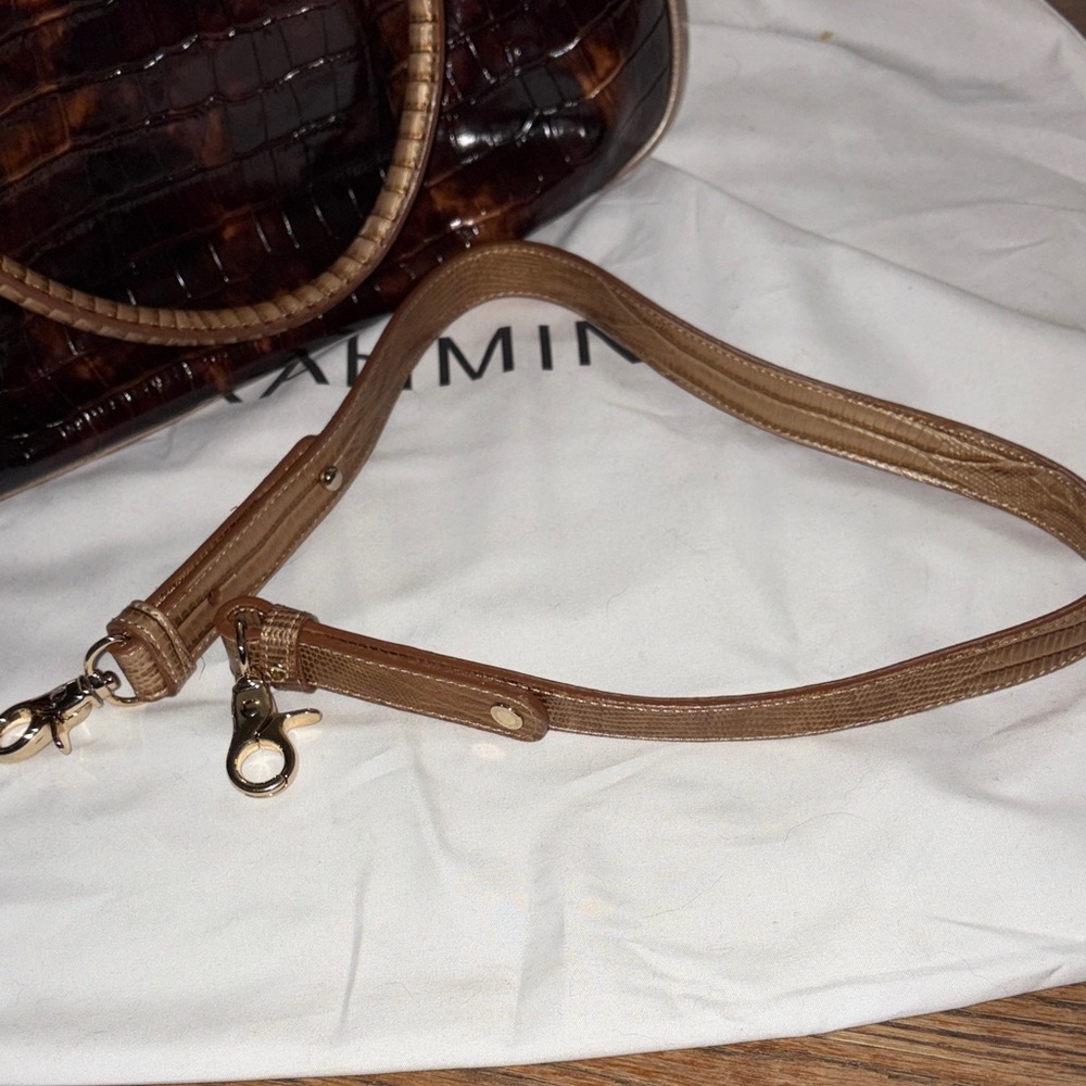 Brahmin Brown Croc-Embossed Leather Satchel with Gold Plate - Picture 13 of 13
